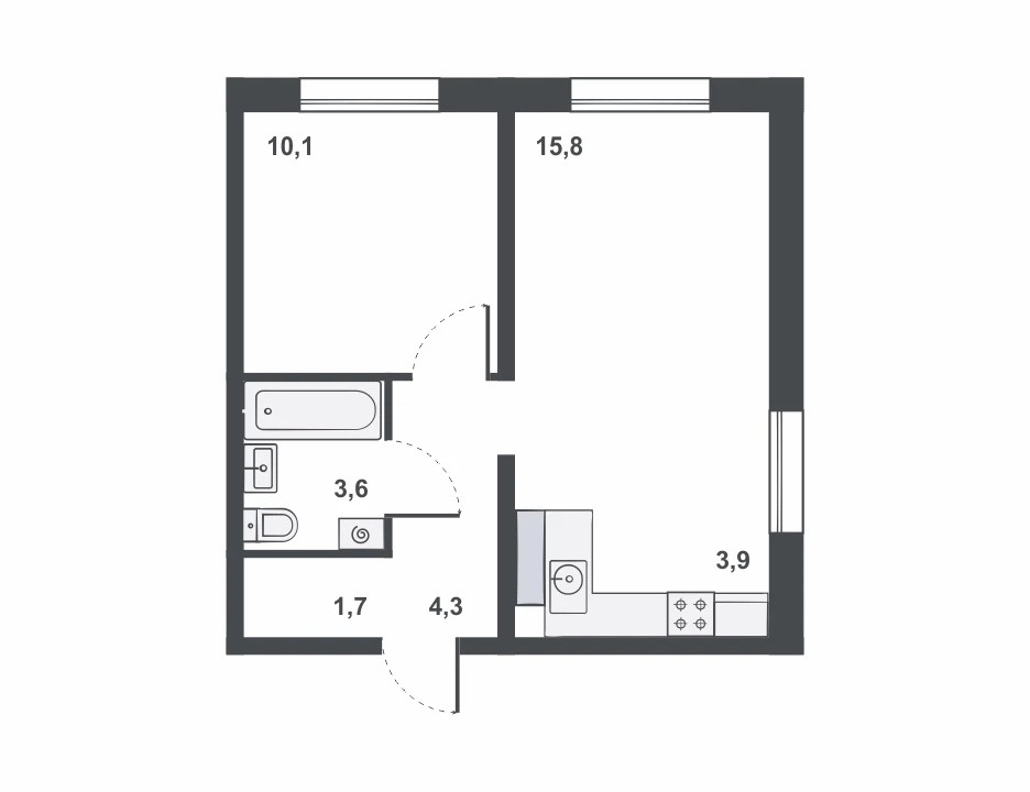 планировка квартиры 39 м2